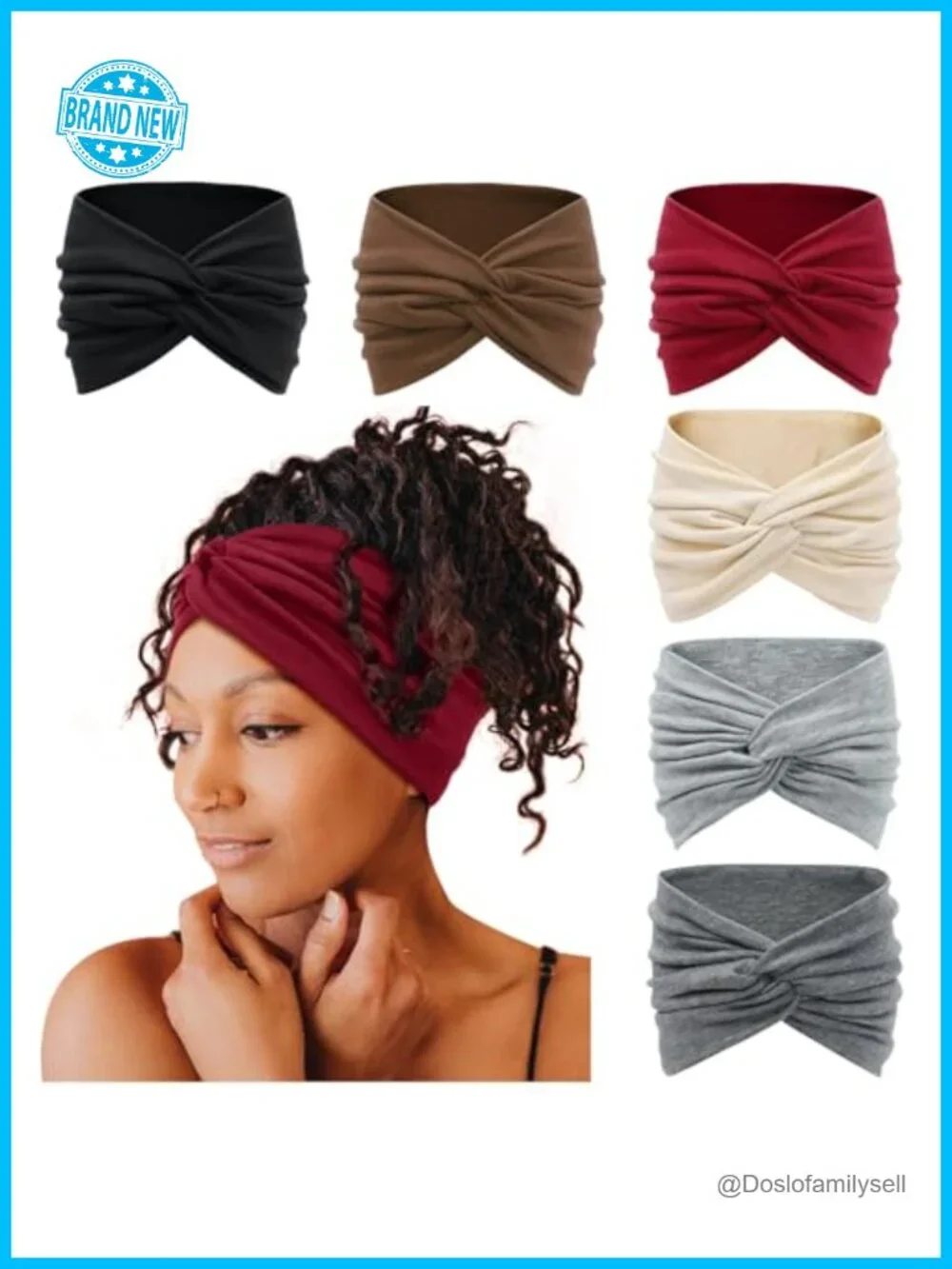 Extra Wide Turban Headbands for Women, 6 Pack, Soft Polyester, Non-Slip